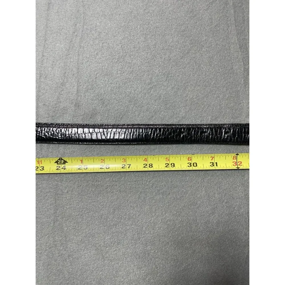 Talbots Black Leather Belt Medium Made In Italy Silver And Gold Tone Hardware‎